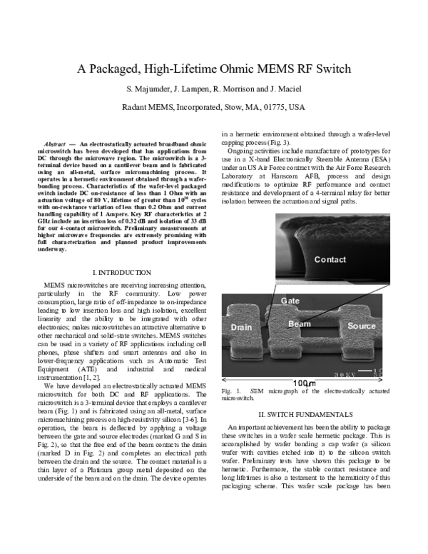(PDF) A packaged, high-lifetime ohmic MEMS RF switch