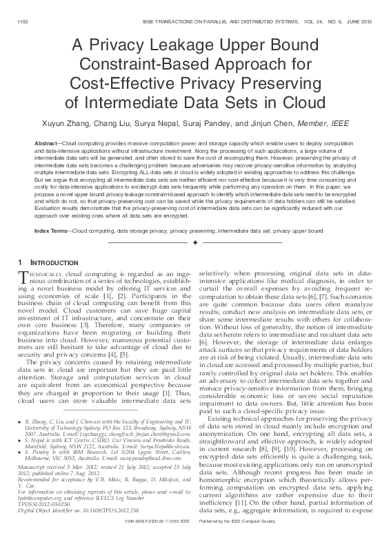(PDF) A Privacy Leakage Upper Bound Constraint-Based Approach for Cost ...