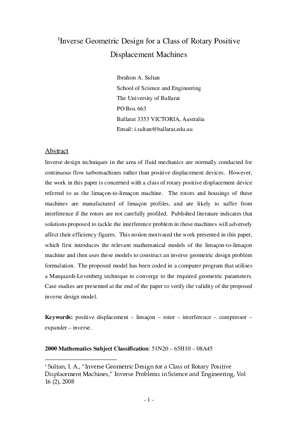(PDF) Inverse Geometric Design for a Class of Rotary Positive ...