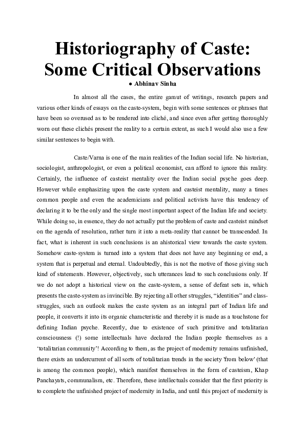 Research paper caste image