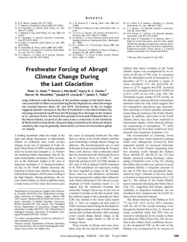 (PDF) Freshwater Forcing of Abrupt Climate Change During the Last ...