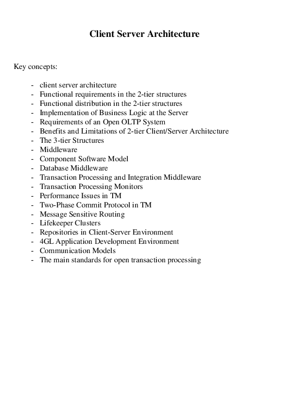 (PDF) Client Server Architecture Key concepts