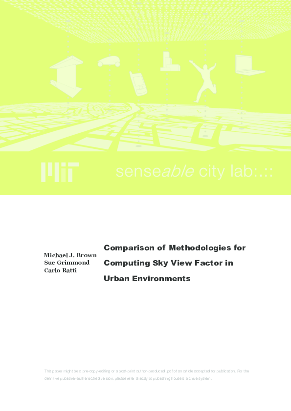 (PDF) COMPARISON OF METHODOLOGIES FOR COMPUTING SKY VIEW FACTOR IN ...