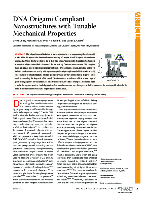 (PDF) DNA Origami Compliant Nanostructures with Tunable Mechanical ...