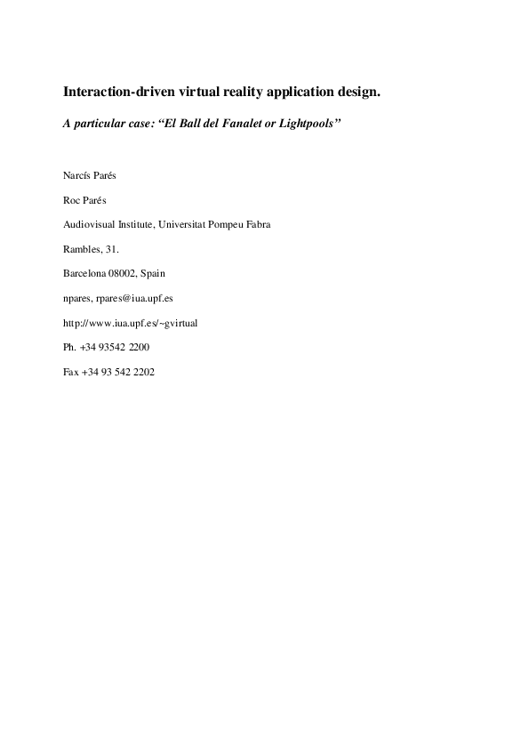 (PDF) Interactiondriven virtual reality application design Narcis