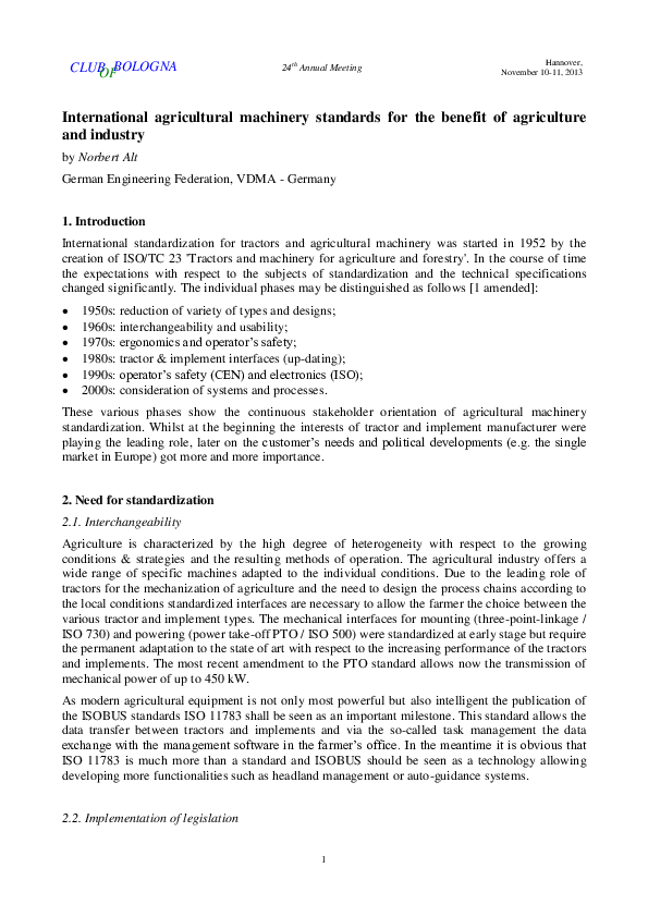 (PDF) 24 th Annual Meeting International agricultural machinery standards for the benefit of