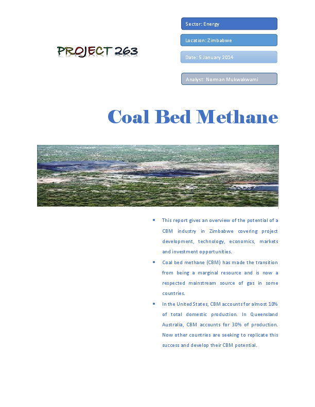 (PDF) Coal bed methane Investment Guide for Zimbabwe