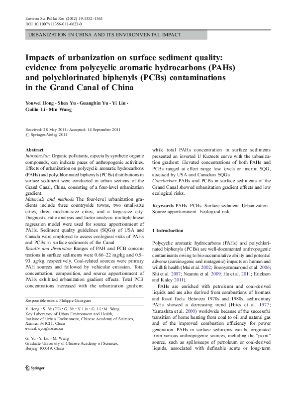 (PDF) URBANIZATION IN CHINA AND ITS ENVIRONMENTAL IMPACT Impacts of