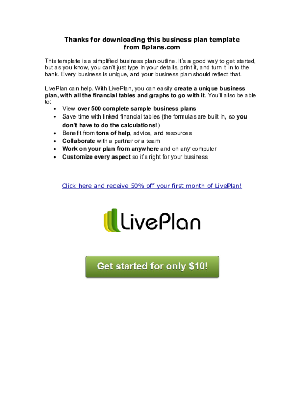  DOC Business Plan Template Cgartmate Bc Academia edu