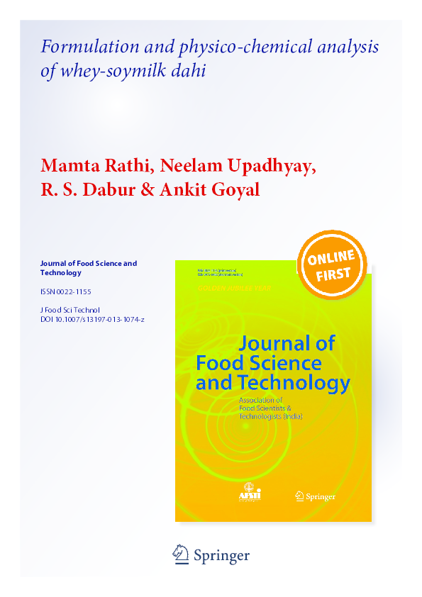(PDF) Formulation and physico-chemical analysis of whey-soymilk dahi