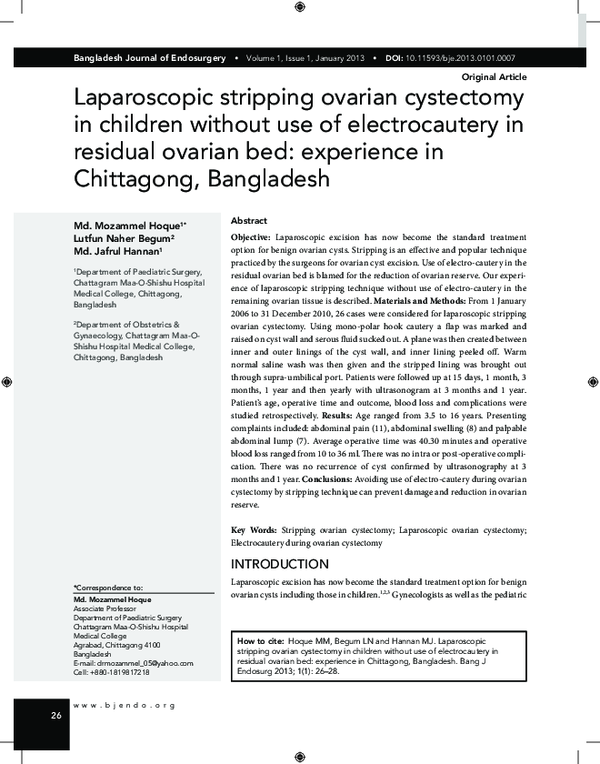 (PDF) Laparoscopic stripping ovarian cystectomy in children without use ...