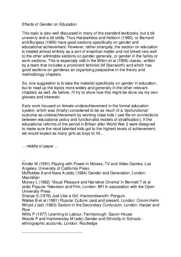 Essay examples for gender