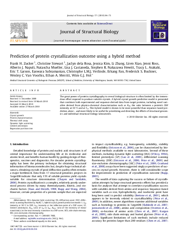 (PDF) Prediction of protein crystallization outcome using a hybrid method