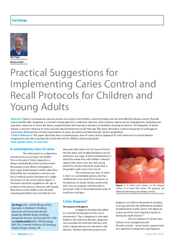 (PDF) Practical Suggestions for Implementing Caries Control and Recall ...