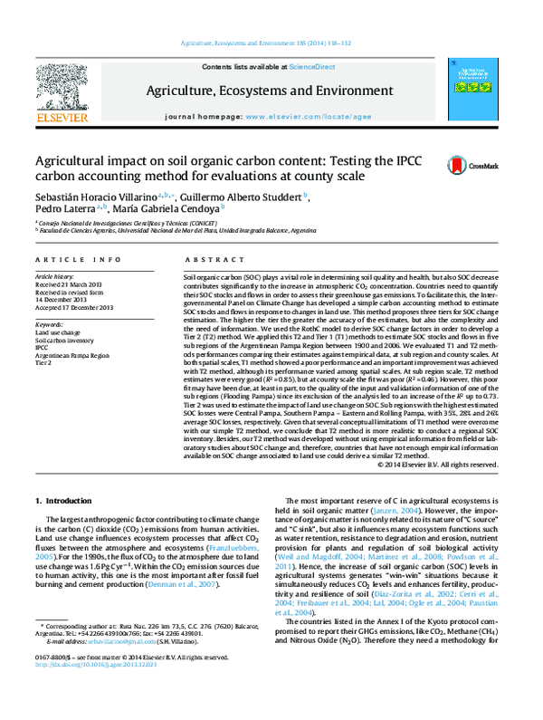 (PDF) Agricultural impact on soil organic carbon content: Testing the ...