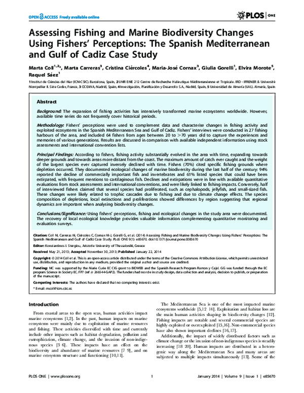 Assessing fishing and marine biodiversity changes using fishers ...