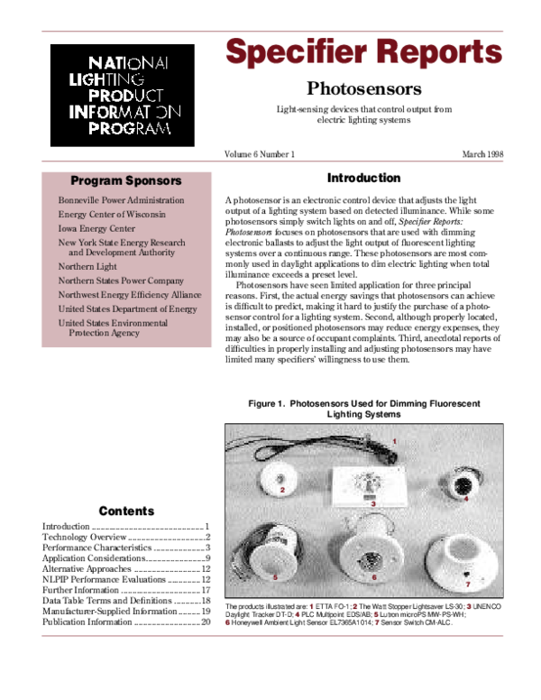 (PDF) Specifier Reports: Photosensors