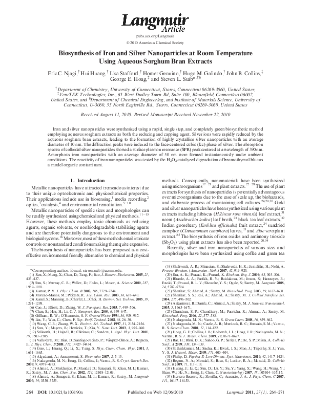 (PDF) Biosynthesis of Iron and Silver Nanoparticles at Room Temperature ...