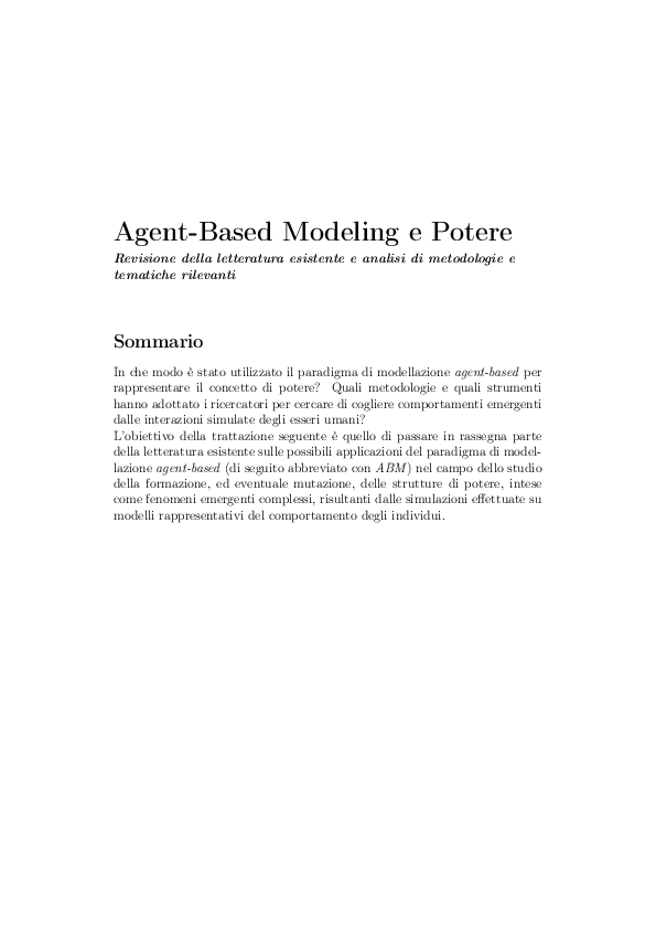 Agent Based Modeling E Potere Daniele Incicco Academiaedu