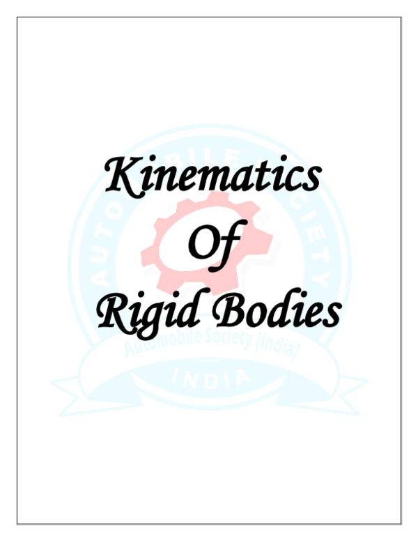 Pdf Kinematics Of Rigid Bodies
