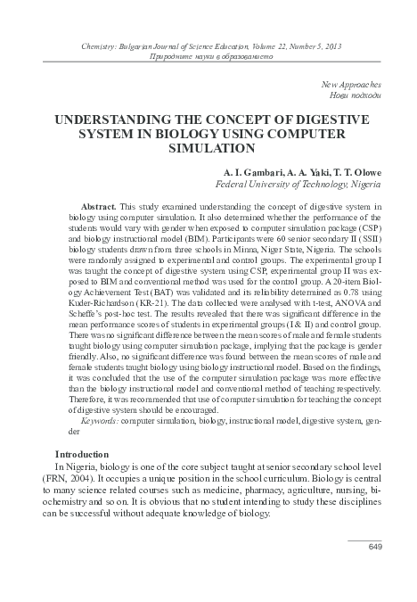 (PDF) Understanding the Concept of Digestive System in Biology using ...