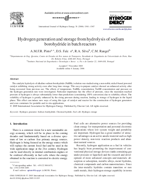 (PDF) Hydrogen generation and storage from hydrolysis of sodium ...