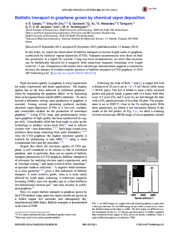 (PDF) Ballistic transport in graphene grown by chemical vapor deposition