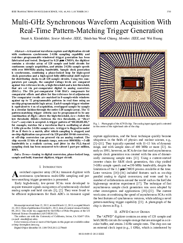 (PDF) MultiGHz Synchronous Waveform Acquisition With RealTime Pattern