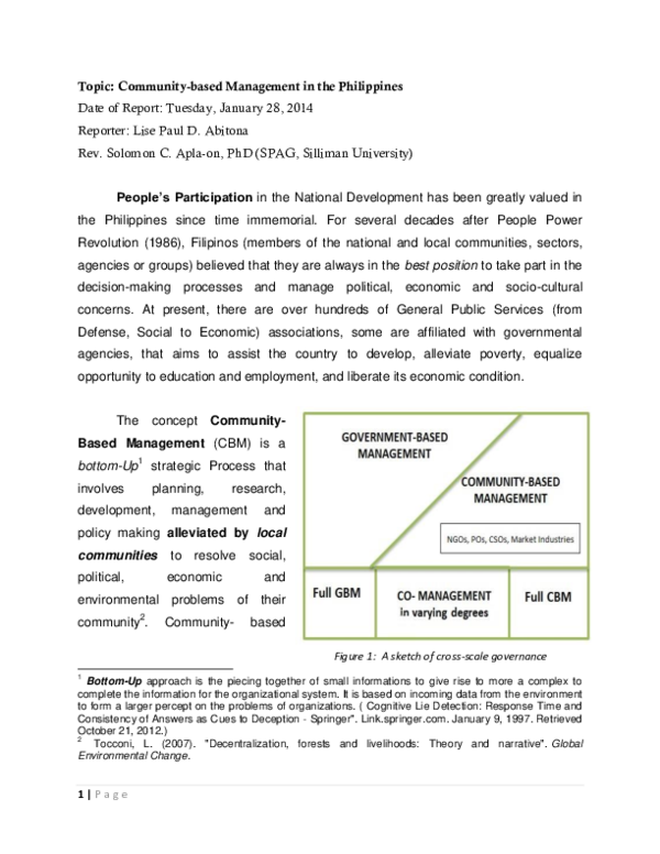 Pdf Community Based Management Philippine Natural Resources