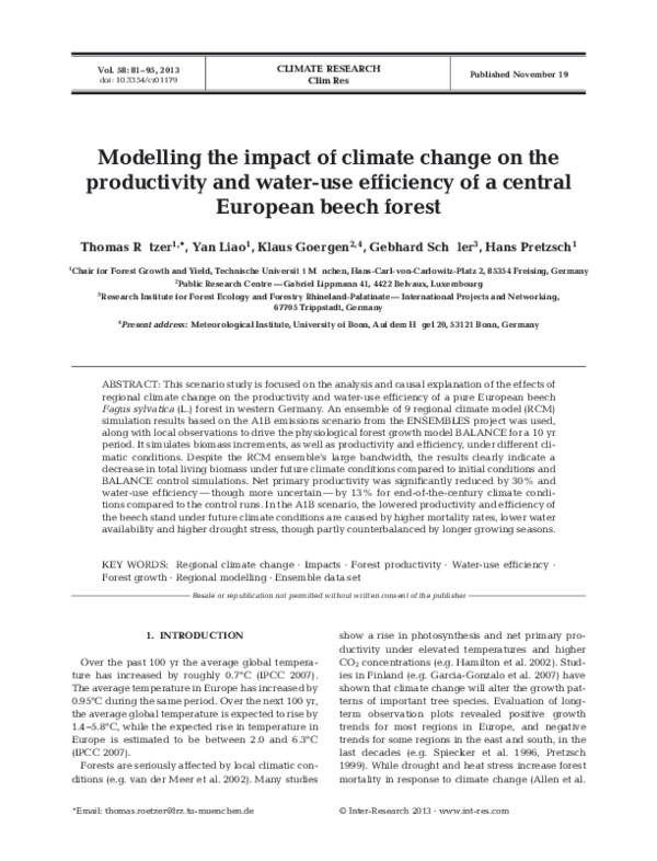 (PDF) Modelling the impact of climate change on the productivity and ...