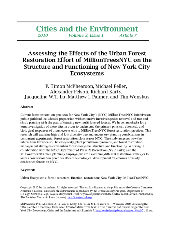 Curated visual reference: Picture Idea: Pdf Assessing The Effects Of The Urban Forest Restoration Effort