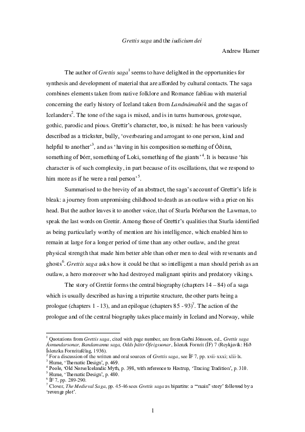 Grettis saga and the iudicium dei