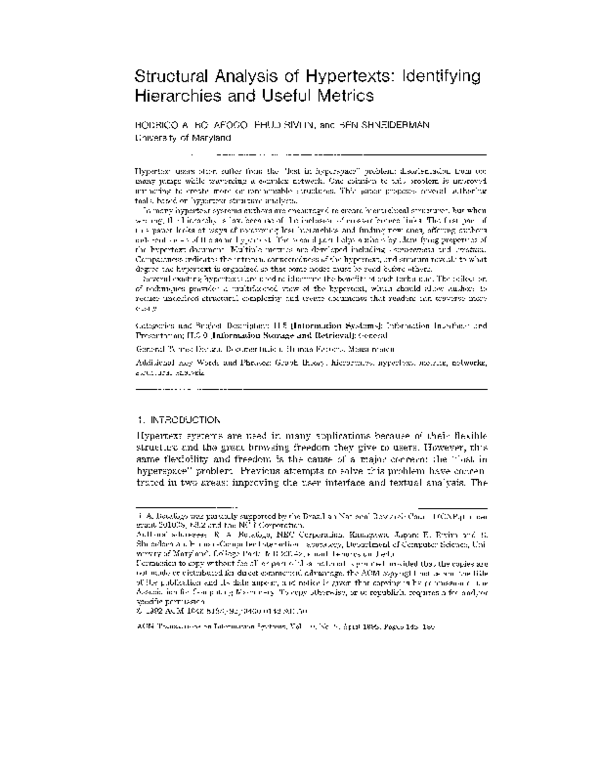 (PDF) Structural analysis of hypertexts: identifying hierarchies and ...