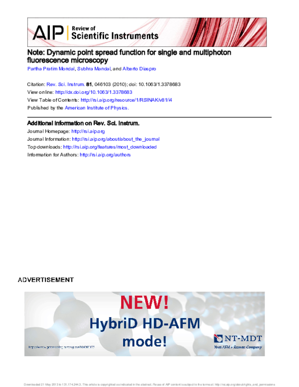 (PDF) Note: Dynamic point spread function for single and multiphoton ...