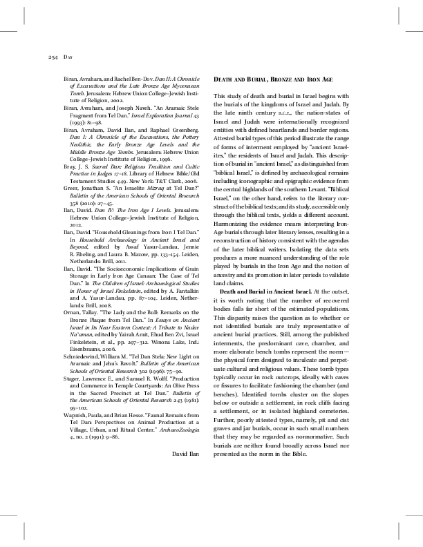 (PDF) "Death and Burial, Bronze and Iron Age" pp. 25462 in D. Master