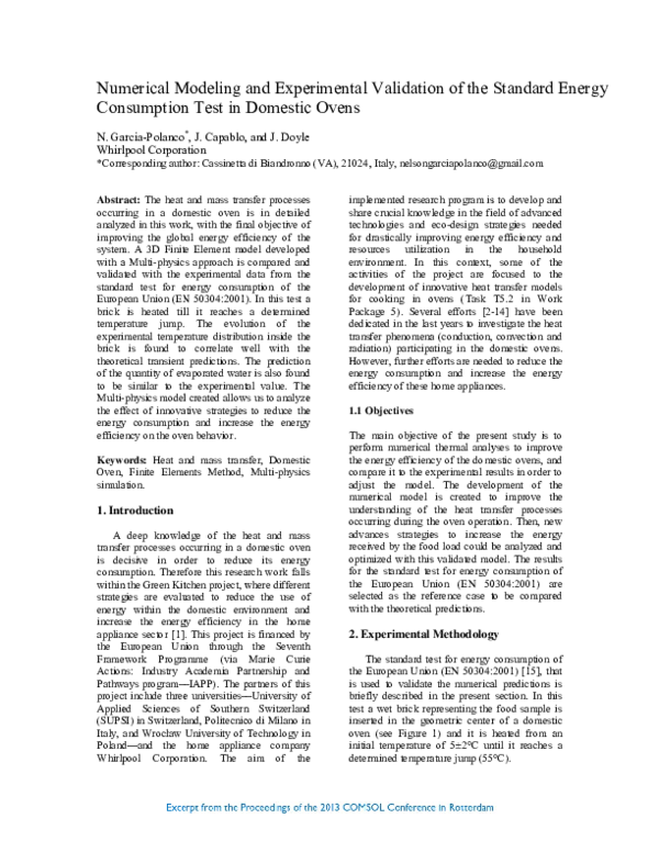 (PDF) Numerical Modeling and Experimental Validation of the Standard ...