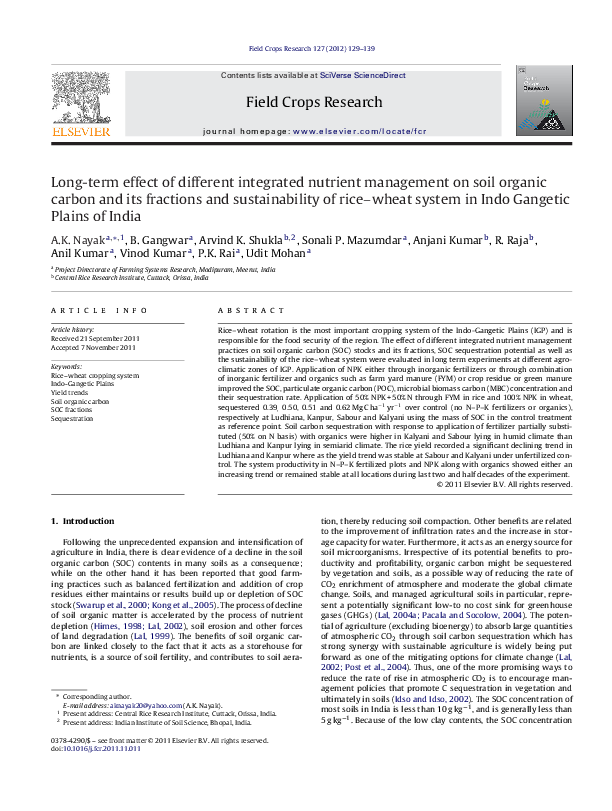 (PDF) Long-term effect of different integrated nutrient management on ...