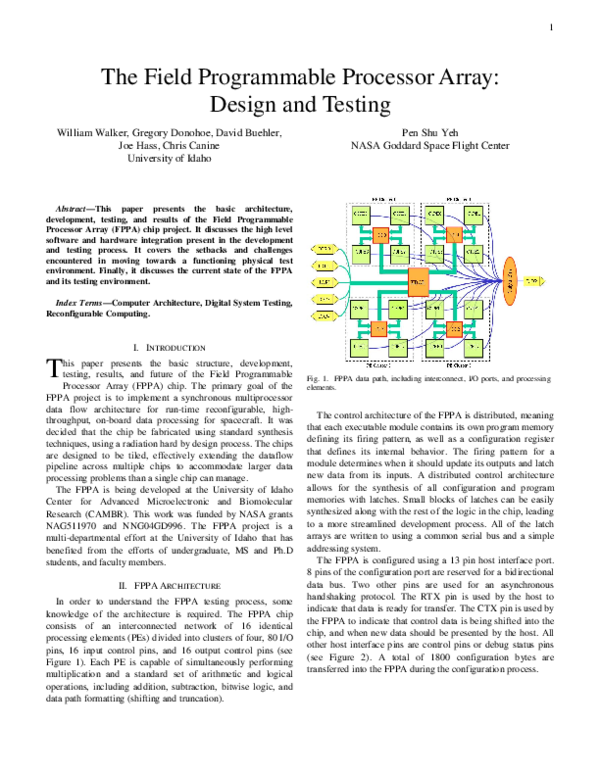 (PDF) The Field Programmable Processor Array: Design and Testing