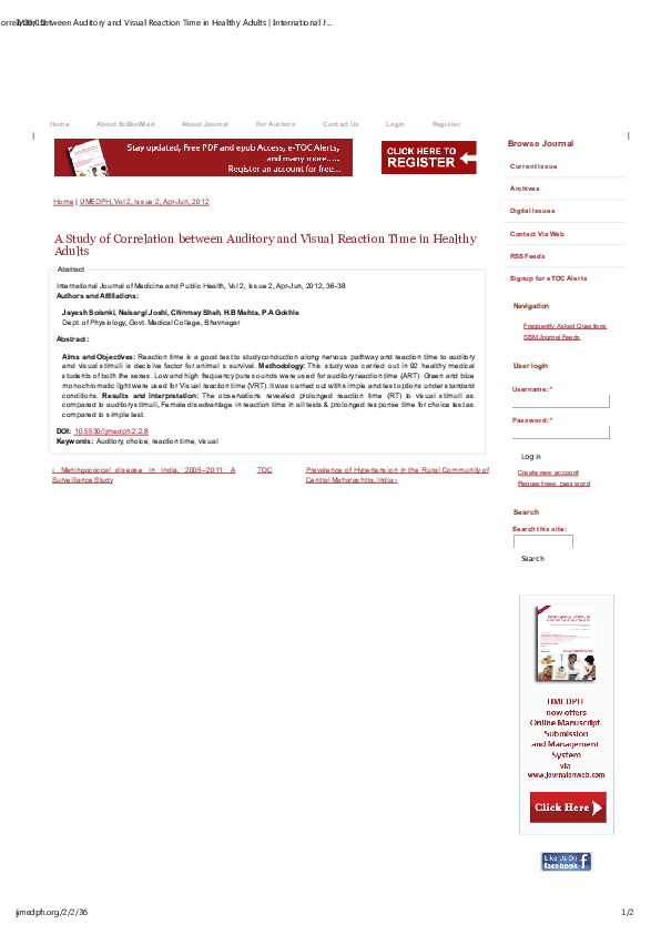 (PDF) A Study of Correlation between Auditory and Visual Reaction Time ...