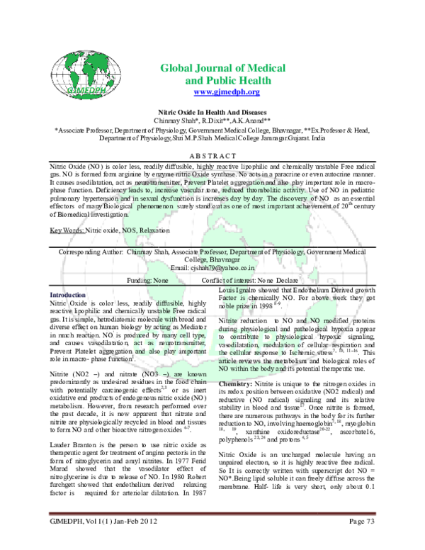 (PDF) Nitric Oxide In Health And Disease