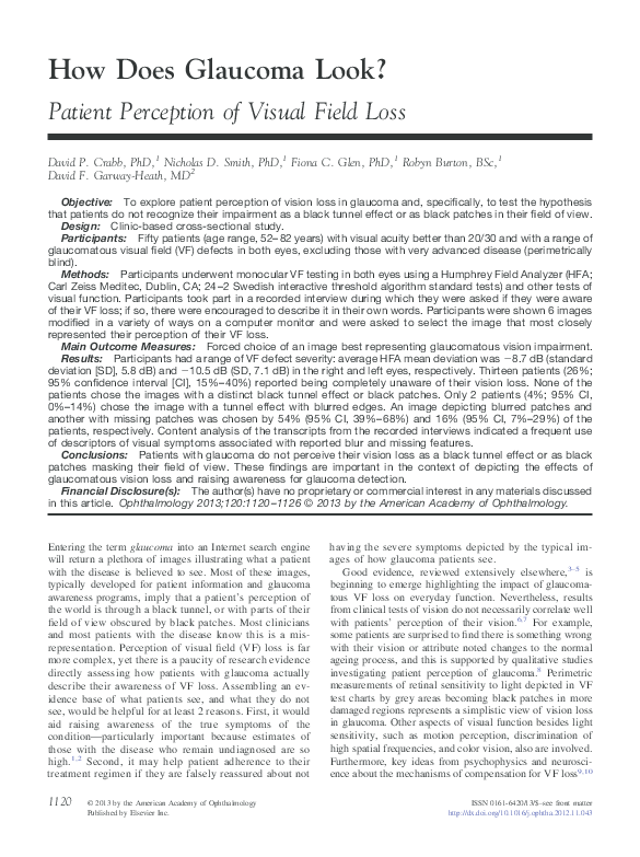 (PDF) How does glaucoma look? Patient perception of visual field loss