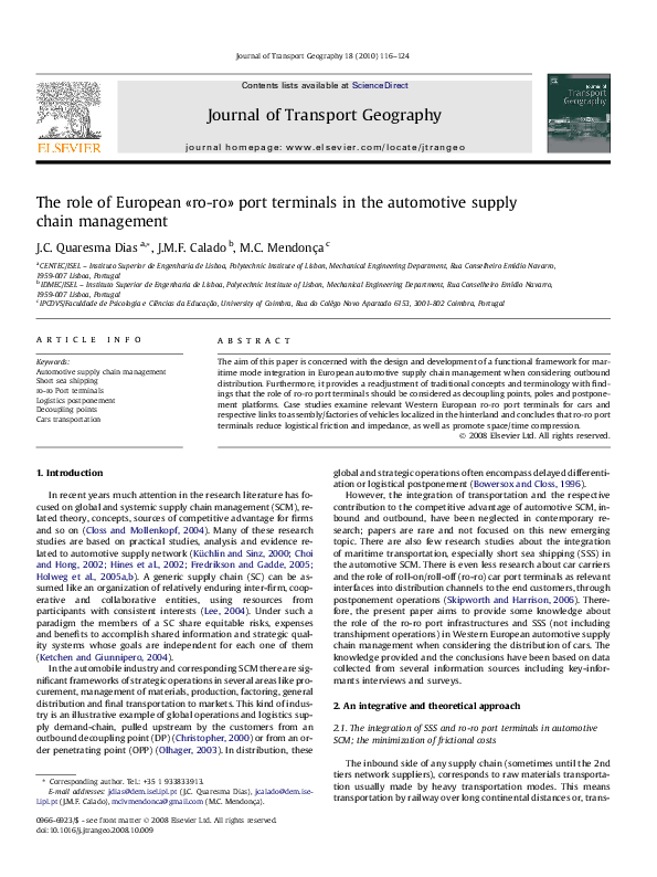 (PDF) The role of European «ro-ro» port terminals in the automotive ...