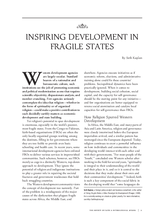  PDF Inspiring Development Religion And Development Seth Kaplan Academia edu