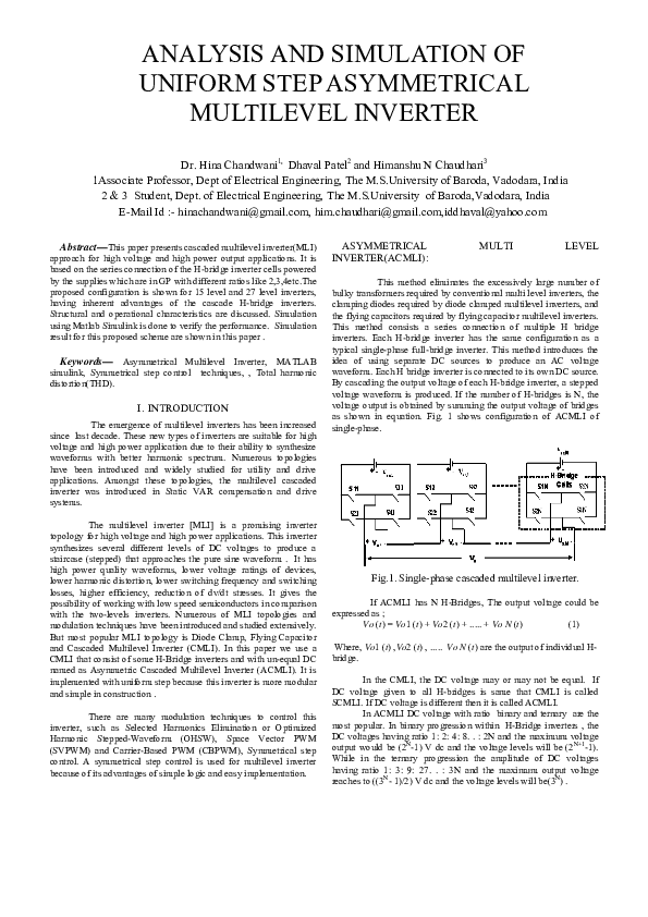 (PDF) Asymmetrical Multi level inverter