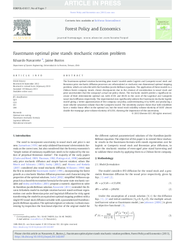 (PDF) Faustmann optimal pine stands stochastic rotation problem