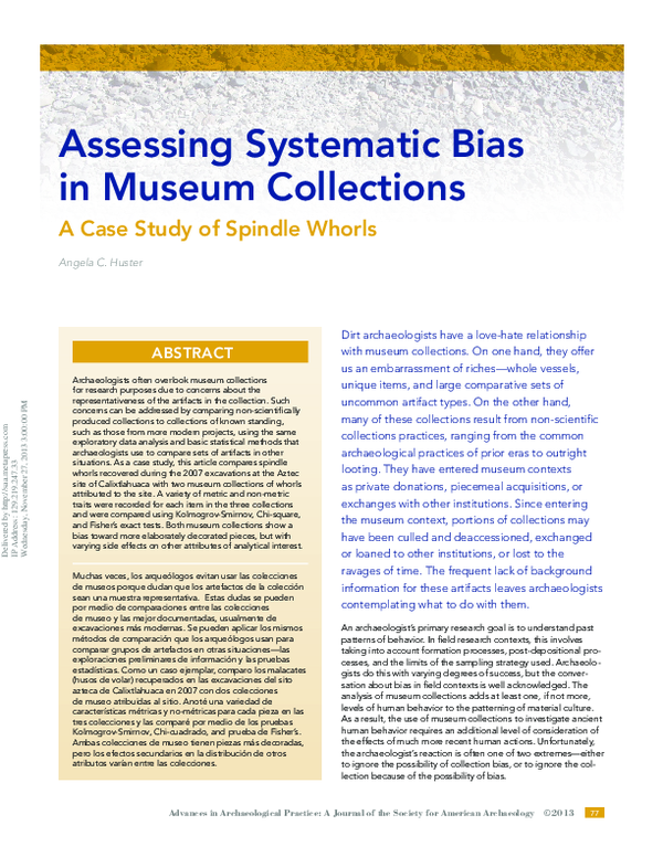 (PDF) Assessing Systematic Bias in Museum Collections: A Case Study of ...