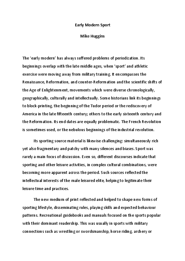 (DOC) Early Modern Sport a history Mike Huggins Academia.edu