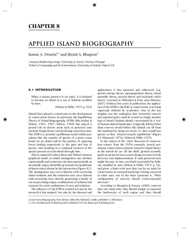 (PDF) Applied Island Biogeography Shonil Bhagwat Academia.edu