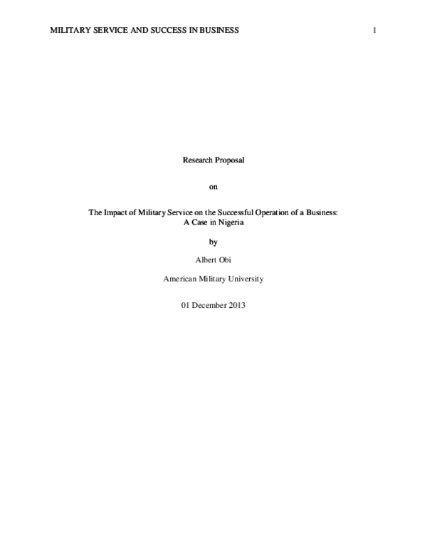 (PDF) Military Service and Success in Business