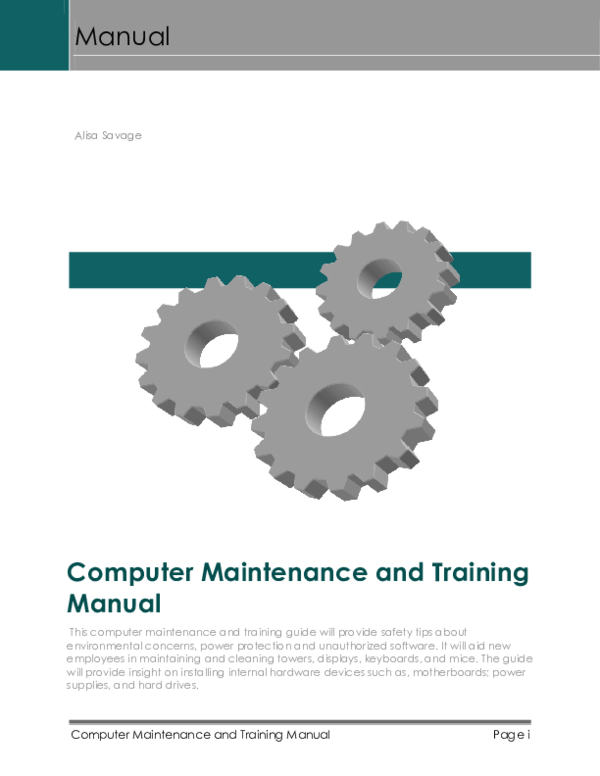 (DOC) Computer Mainteneance and Training Manual